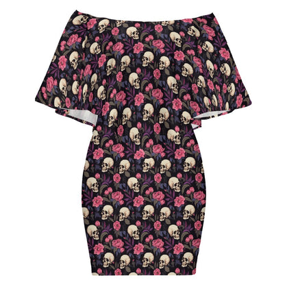 Skull Bouquet Off-Shoulder Dress