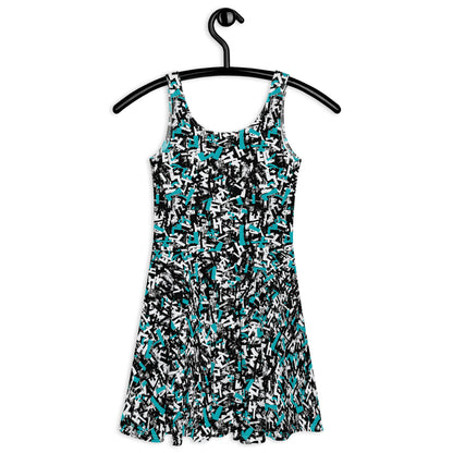 Teal Scribbles Skater Dress