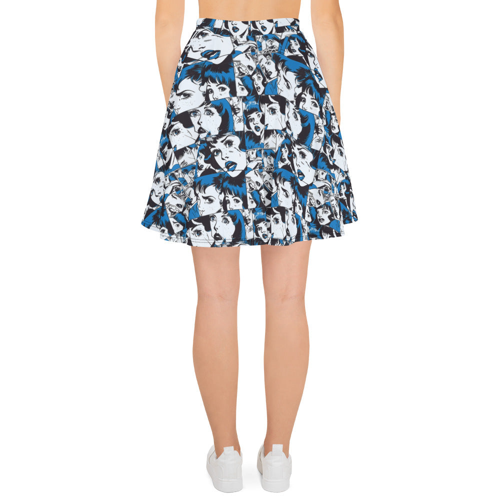 Retro in Blue Skater Skirt