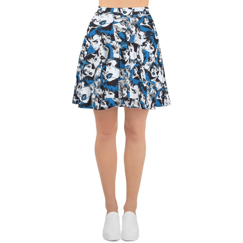 Retro in Blue Skater Skirt