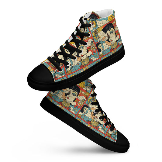 Lady in the Clouds Women's High Top Canvas Shoe