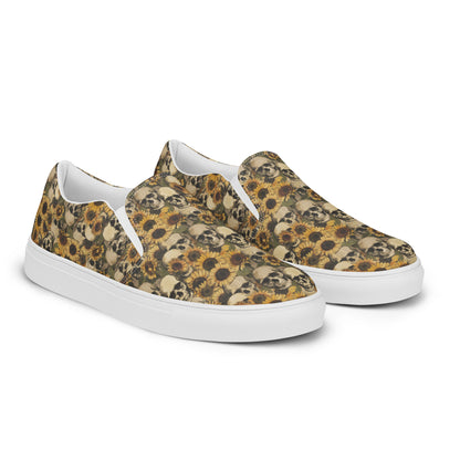 Sunflower Skull Women’s Slip-On Canvas Shoes